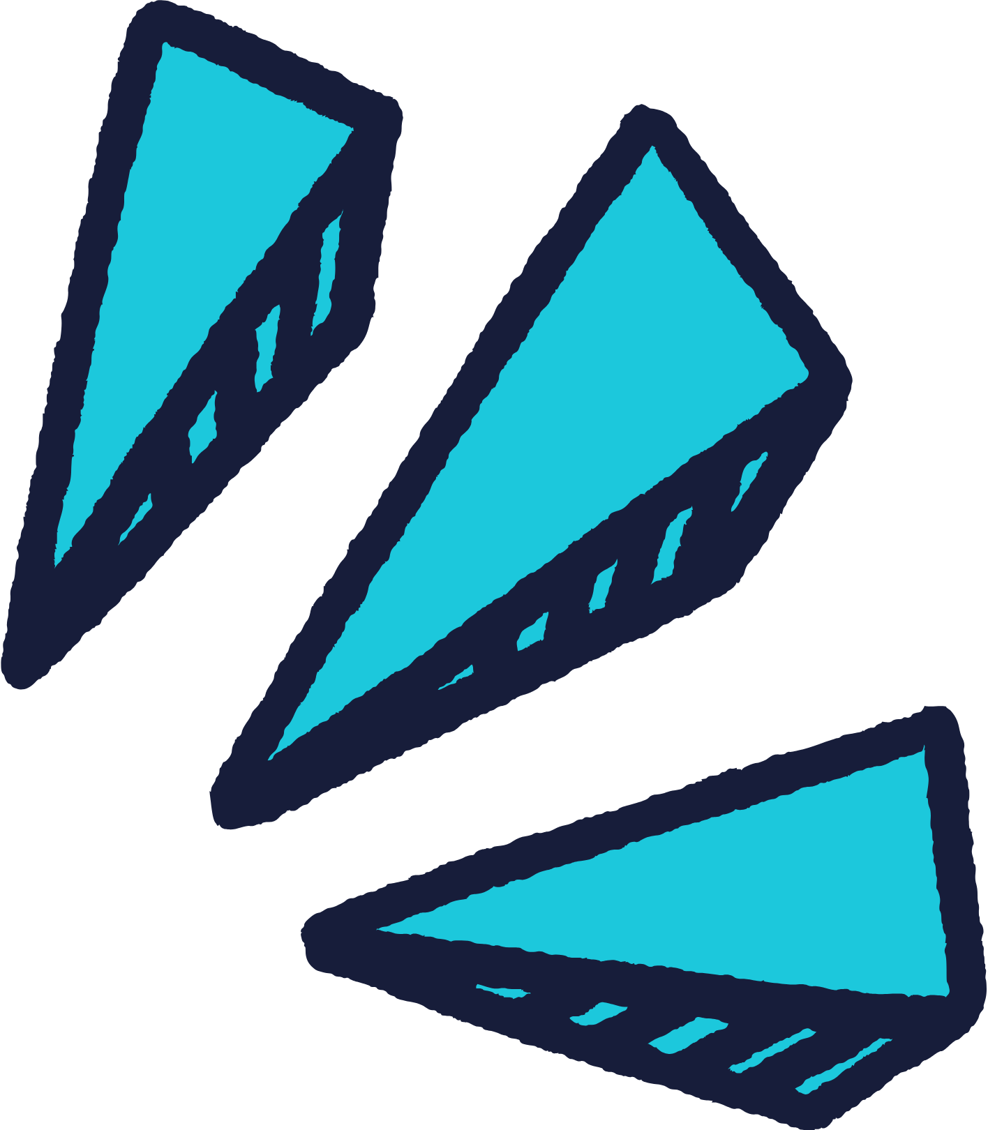 Stylized blue paper airplanes flying in different directions.