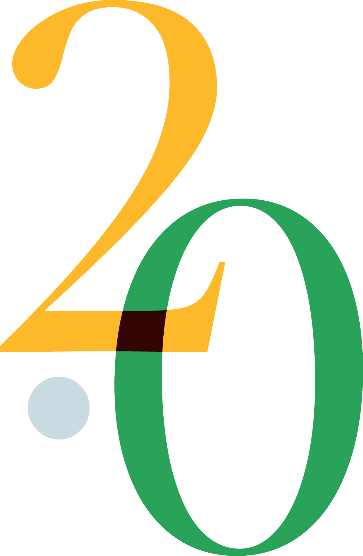 Large "2.0" in yellow, green, and light blue