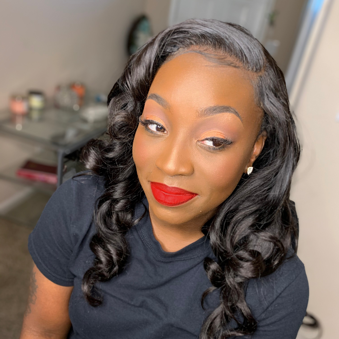 Before and after complexion transformation by Charlotte makeup artist specializing in skin prep, texture refinement, and long-lasting makeup application.