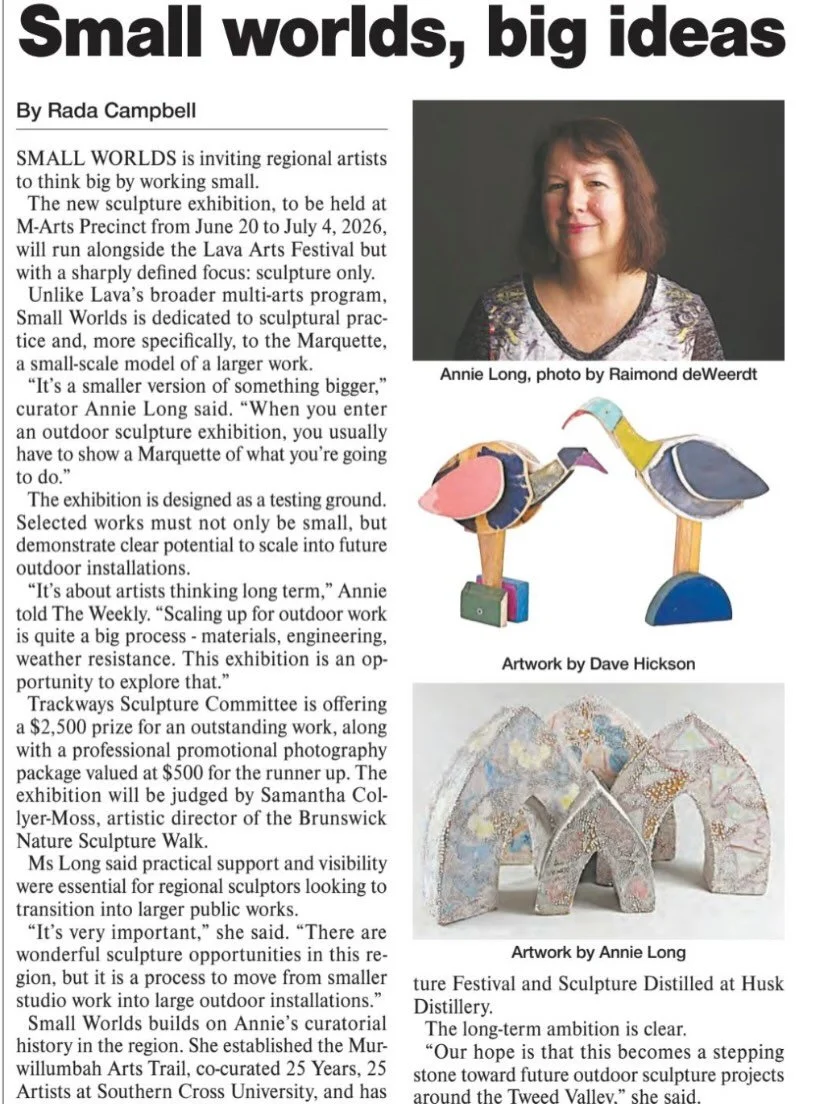 Thank you @tweed_valley_weekly for the great article!

Get your applications in.. less than one month till applications close 💚 spread the word!

Exhibition dates: 20 June &ndash; 4 July 2026 
Venue @m.arts.precinct 

* A $2,500 Small Worlds Award w