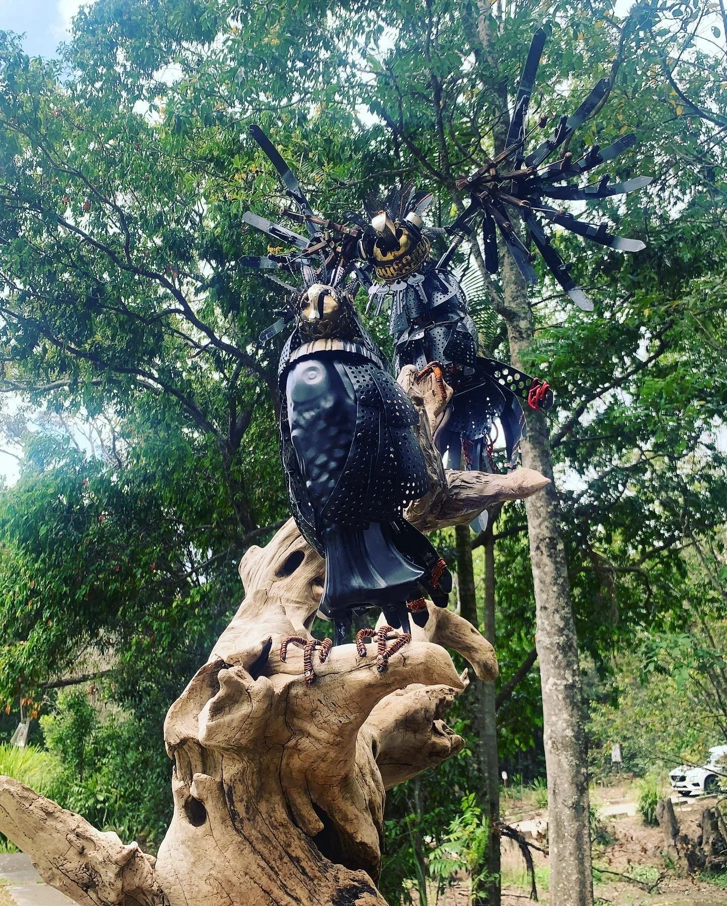 ❇️ Trackways Sculpture highlight &bull;

This sculptural work is by artist and Trackways Sculpture committee member ~ 
&mdash;&mdash;&mdash;
Titled: 1800Reclaim 
Artist and committee member Amelia Batchelor 
Amelia is a multidisciplinary artist, work