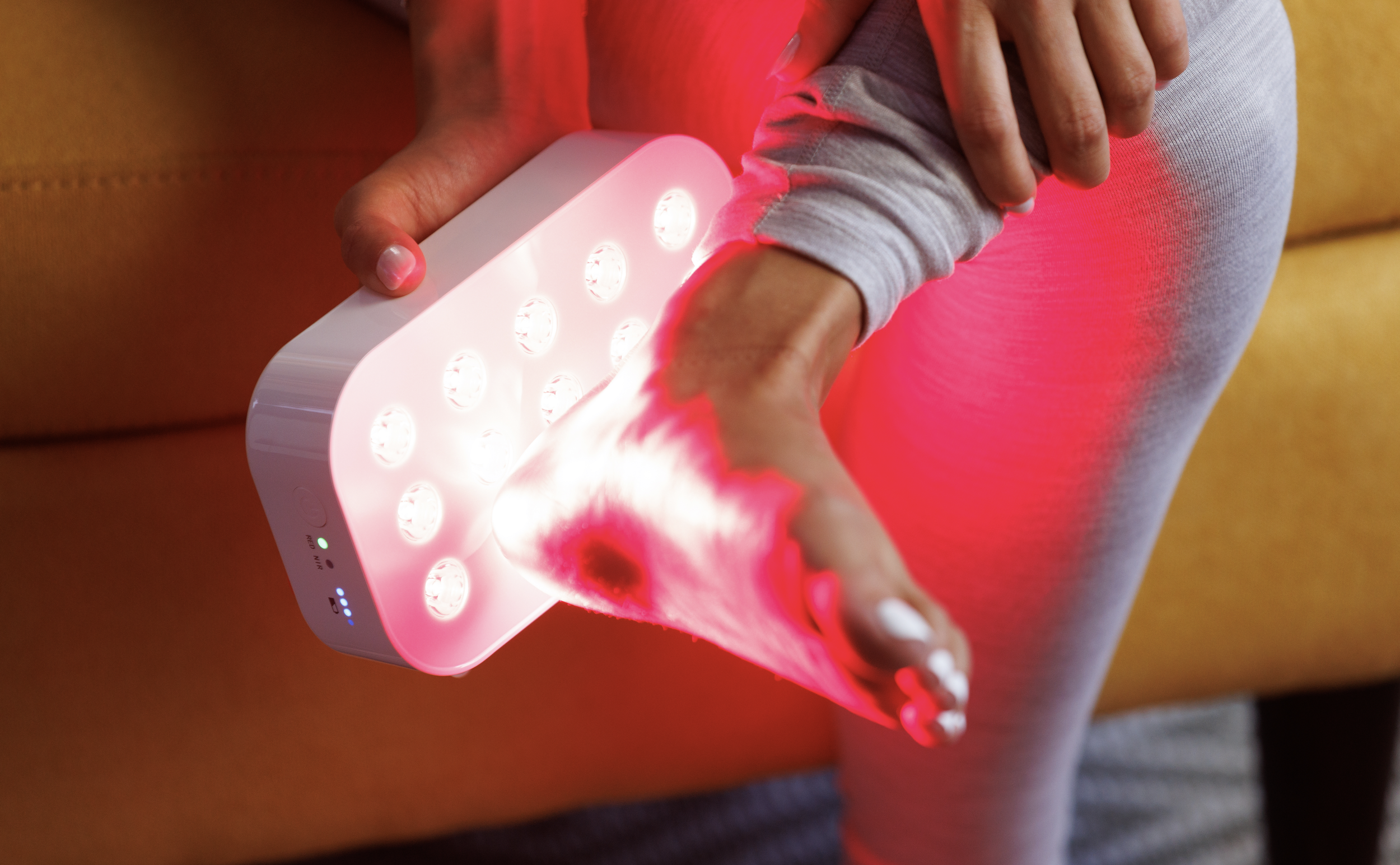 red light being shown on foot