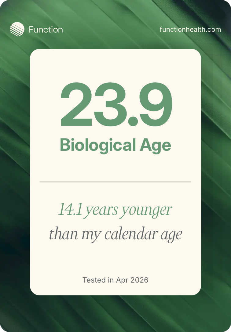 infographic showing 23.9 biological age vs chronological age 38