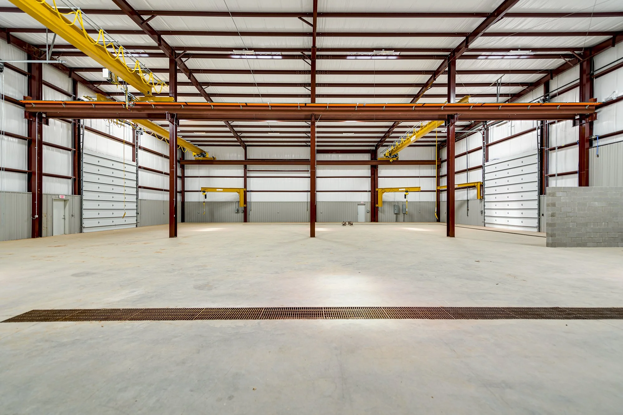 Warehouse with Cranes and Trench Drains