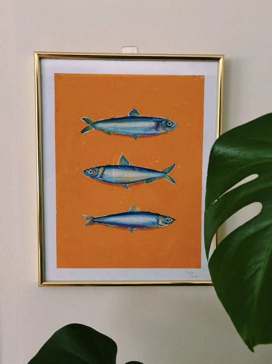 Sardine Feast - Oil Pastels