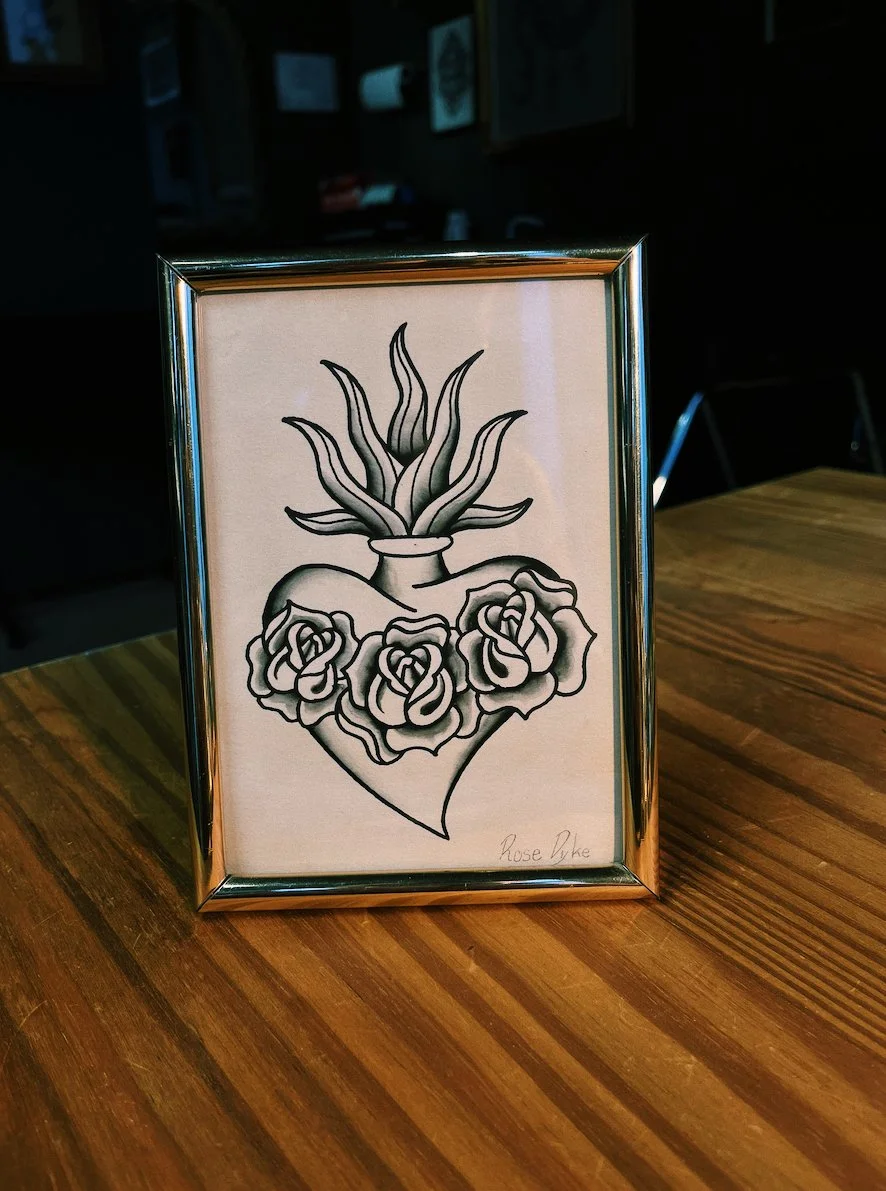 Sacred Heart - Hand Painted Flash
