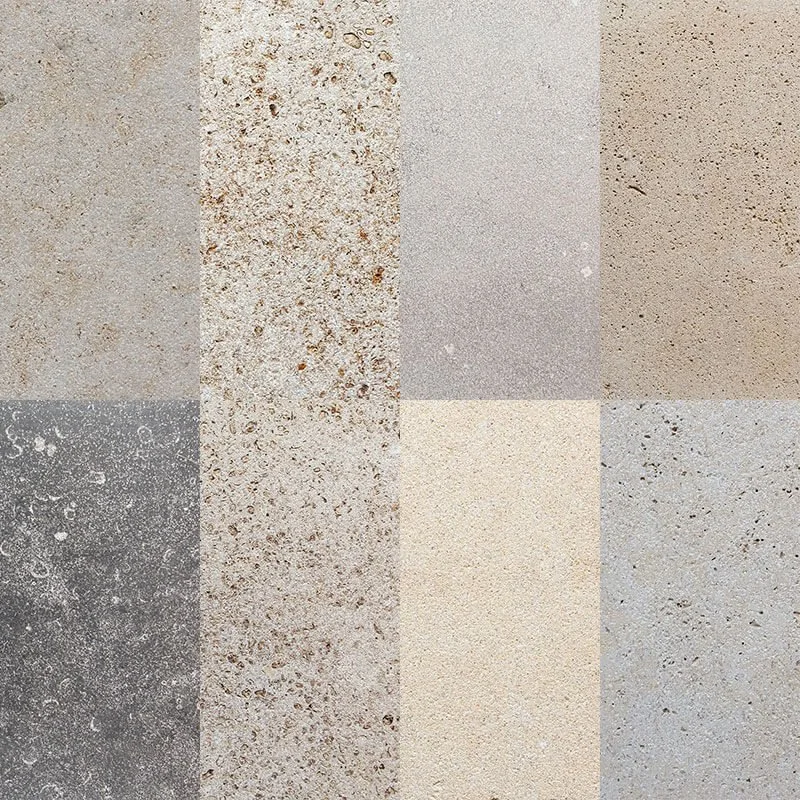 Veriglass: Bottom Ledge Cottonwood, Chestnut Shell, Flint Hills Gray, Onaga, Plaza Gray, Prairie Shell, Silverdale, Top Ledge Cottonwood.