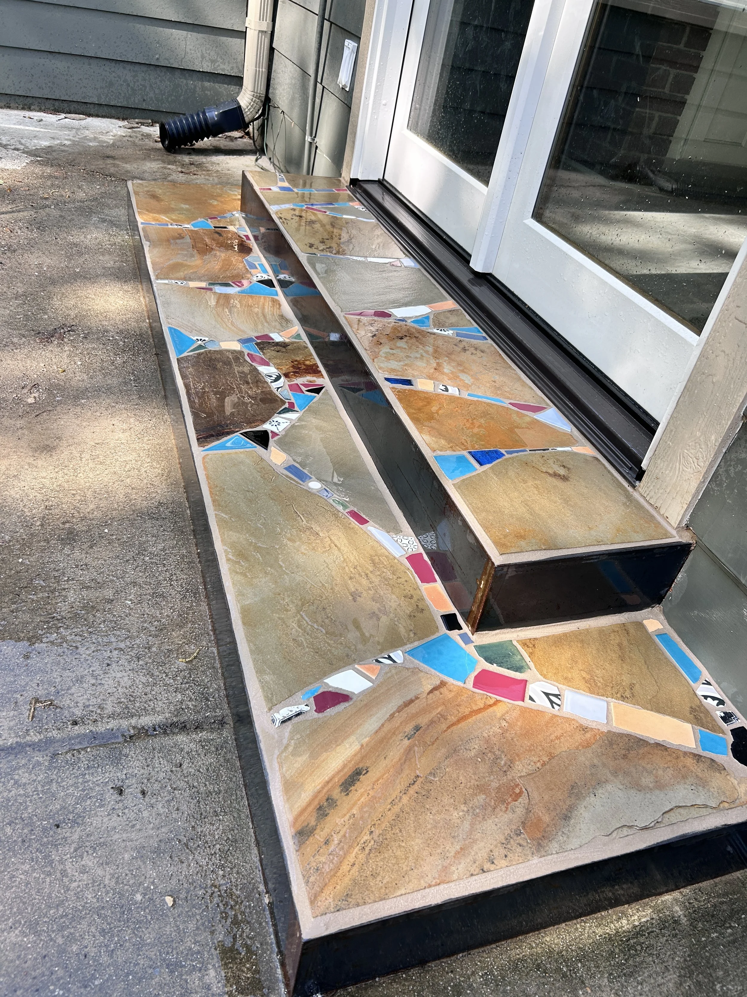 Crab Orchard Mosaic Tile Stone Treads 