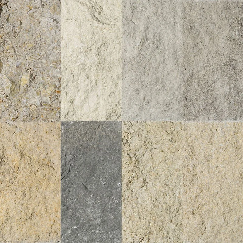 Bradford, Split Face: Chestnut Shell, Cottonwood, Flint Hills Gray, Gray Variegated, Onaga, Plaza Grey, Prairie Shell, Silverdale.