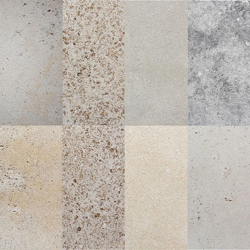 Blasted: Bottom Ledge Cottonwood, Chestnut Shell, Flint Hills Gray, Plaza Gray, Onaga, Prairie Shell, Silverdale, Top Ledge Cottonwood.