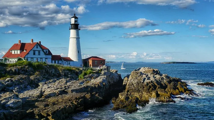 Real photography captures a real moment in time. Portland Head Light, Maine.