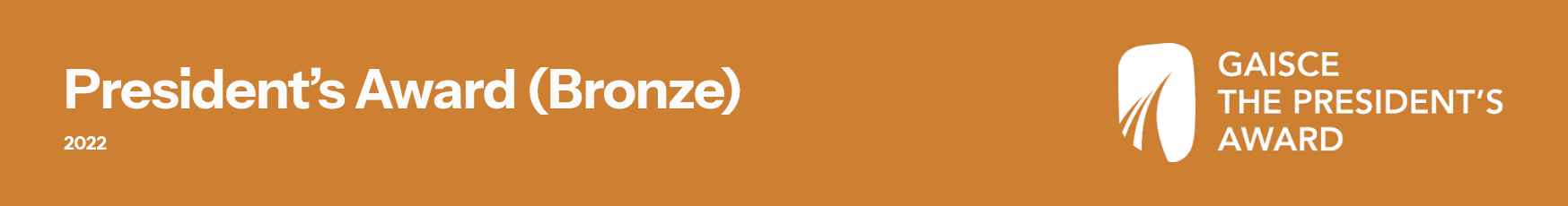 Bronze President's Award for 2022 with Gaisc logo and text.