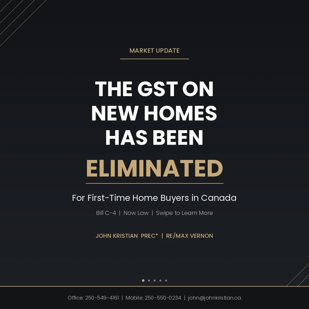Great news for first-time homebuyers in Canada 

The federal government just officially eliminated the GST on new homes for first-time buyers &mdash; and it&rsquo;s now law.

Here&rsquo;s the quick breakdown:

🔑 No GST on new homes up to $1M
🔑 Redu