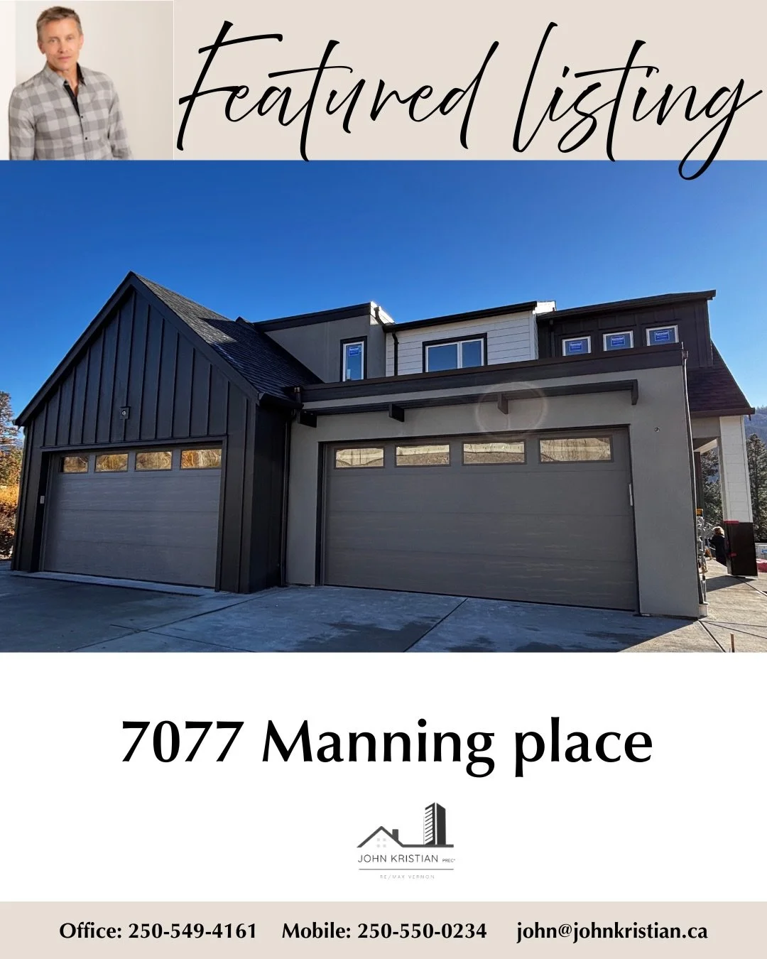 FEATURED LISTING | 7077 Manning Place

Brand new rancher-style villa in Vernon&rsquo;s newest luxury community &mdash; Manning Place Villas.

3 bed | 3 bath | 2,516 sq ft | Double garage
Suite-ready basement with 1 bed + den option

This home deliver