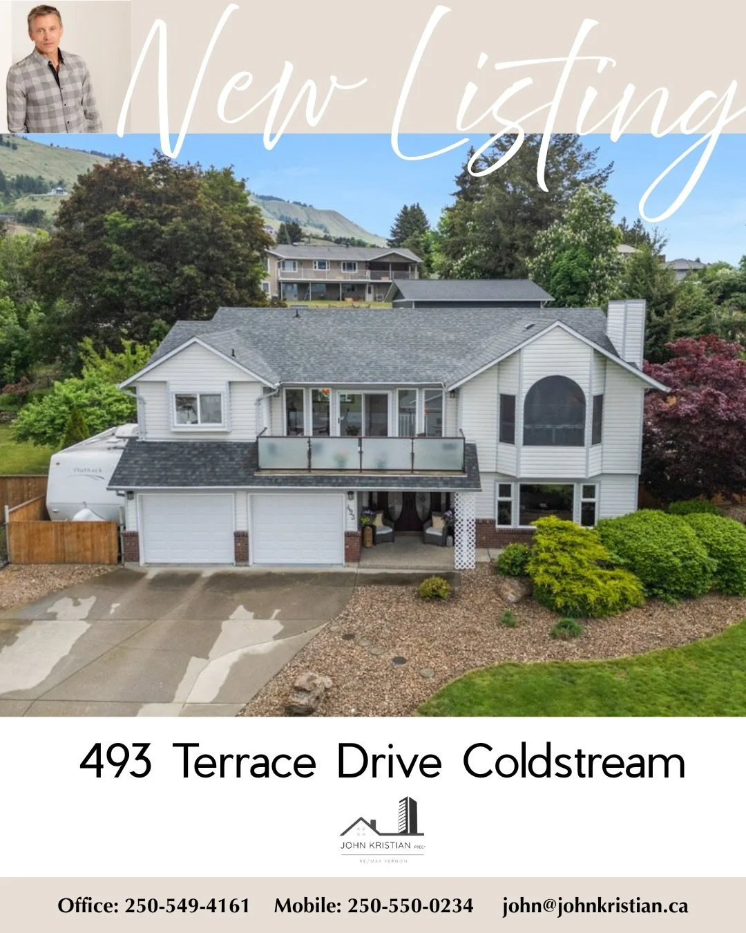 JUST LISTED 

493 Terrace Drive, Coldstream

Tucked into one of Coldstream&rsquo;s most sought-after neighbourhoods &mdash; this is the kind of family home that rarely comes up. Mature landscaping, mountain views, and a private backyard made for summ