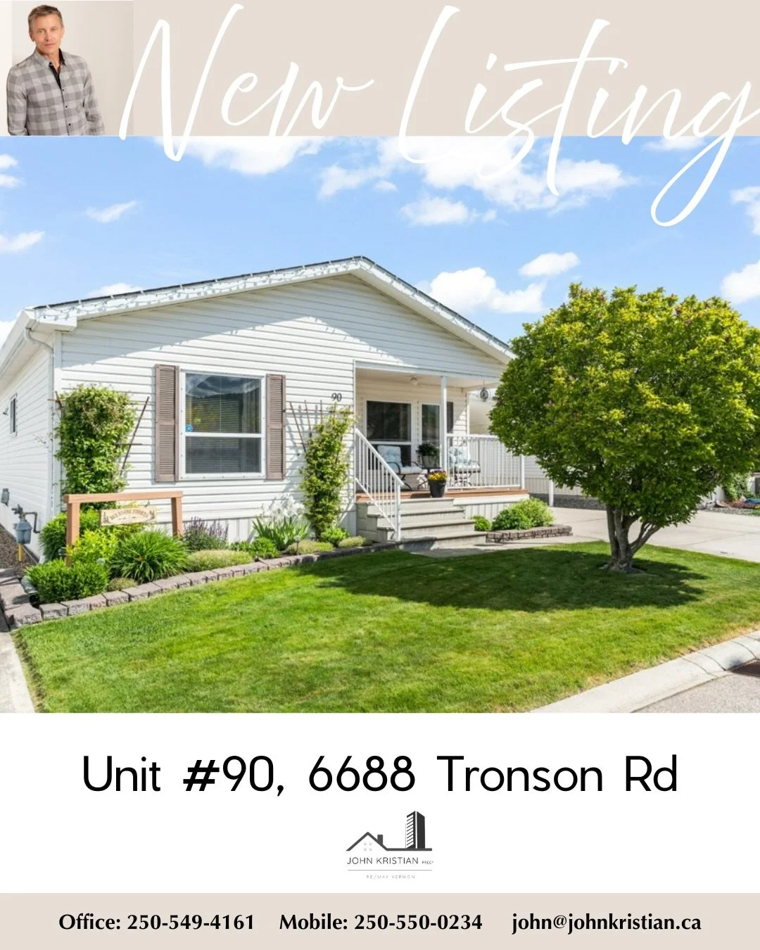 NEW LISTING

📍 Unit 90 - 6688 Tronson Road, Vernon BC

Exceptionally well-priced and tucked into a prime, private spot in Lakepointe MHP &mdash; pride of ownership shines in this beautifully kept 3 bed, 2 bath manufactured home in Okanagan Landing. 
