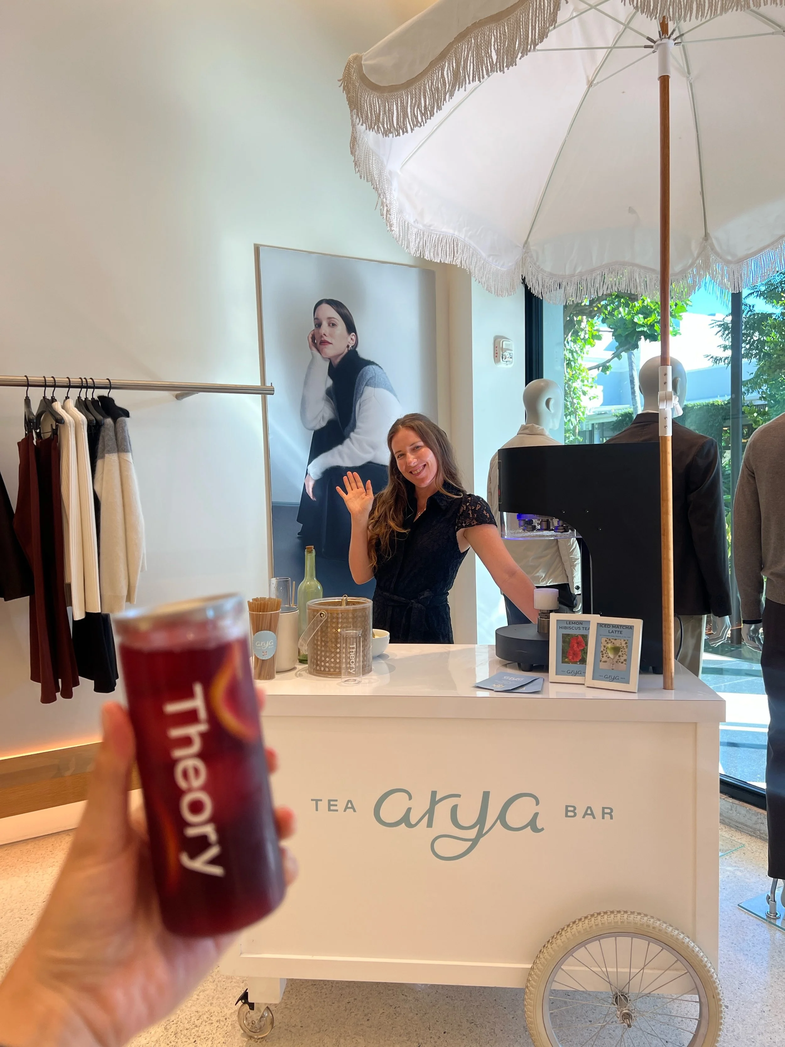 Arya Tea Bar Pop Up Tea Cart used for partnership events in Palm Beach, West Palm Beach and Wellington