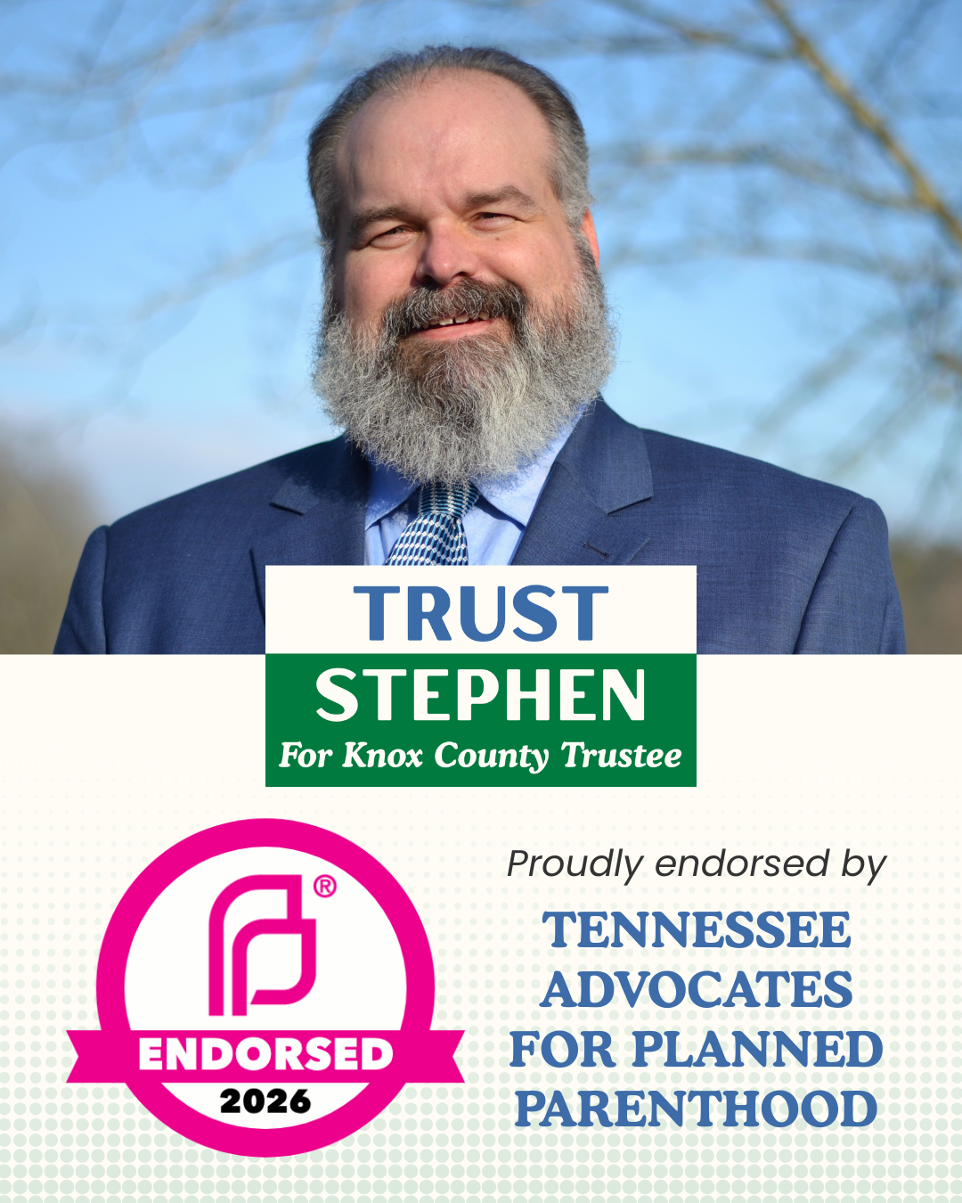 Stephen Hood is proudly endorsed by Tennessee Advocates for Planned Parenthood (TAPP).
