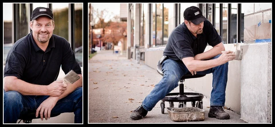 [17/100] Doug - I initially passed Doug on the other side of the street and started thinking about if and how to frame a shot of him working. I crossed and as I approached him he looked up and engaged me about the lens and camera, clearly with a bett