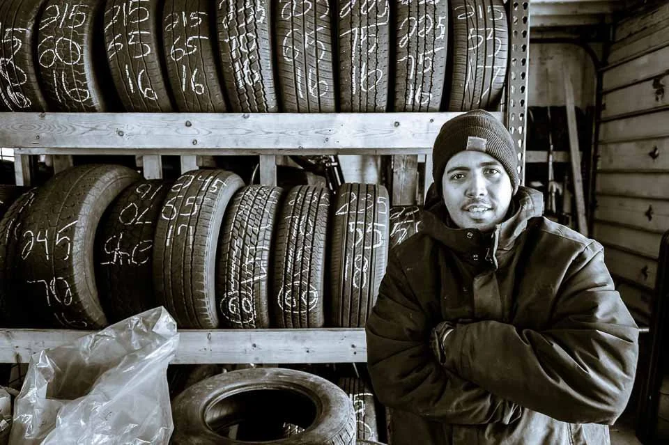 [26/100] David - I was driving to a photo shoot one morning and passed Brother's Tires, an awesomely bright blue building with red lettering (see the other photograph in my photostream for the exterior shot(s)). I've noticed this building in the past