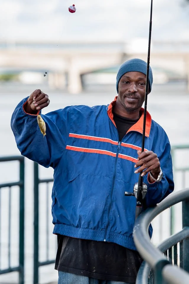 [23/100] Ashley - We passed Ashley on the boardwalk and exchanged brief small talk about the luck or lack of luck he was experiencing. Just as we were finishing lamenting his lack of luck, he hooked this monster! I asked if I could photography him wi