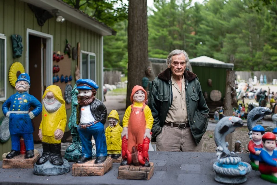 [42/100] Larry - Larry is the owner of Robinson Scenic Gardens on US-131 in Mancelona. You've probably seen it - he has a giant pink elephant and a purple hippo (as well as many other things) along the road. Larry has been selling cement statuary in 