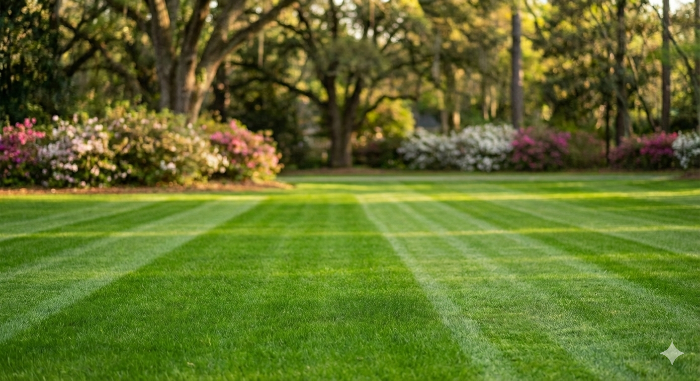Lush green residential lawn maintained by Varsity Landscape in Athens, GA