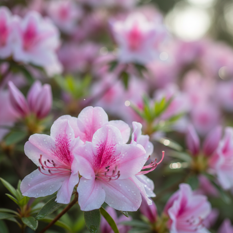 Beautiful azalea garden maintained by Varsity Landscape in Athens Georgia
