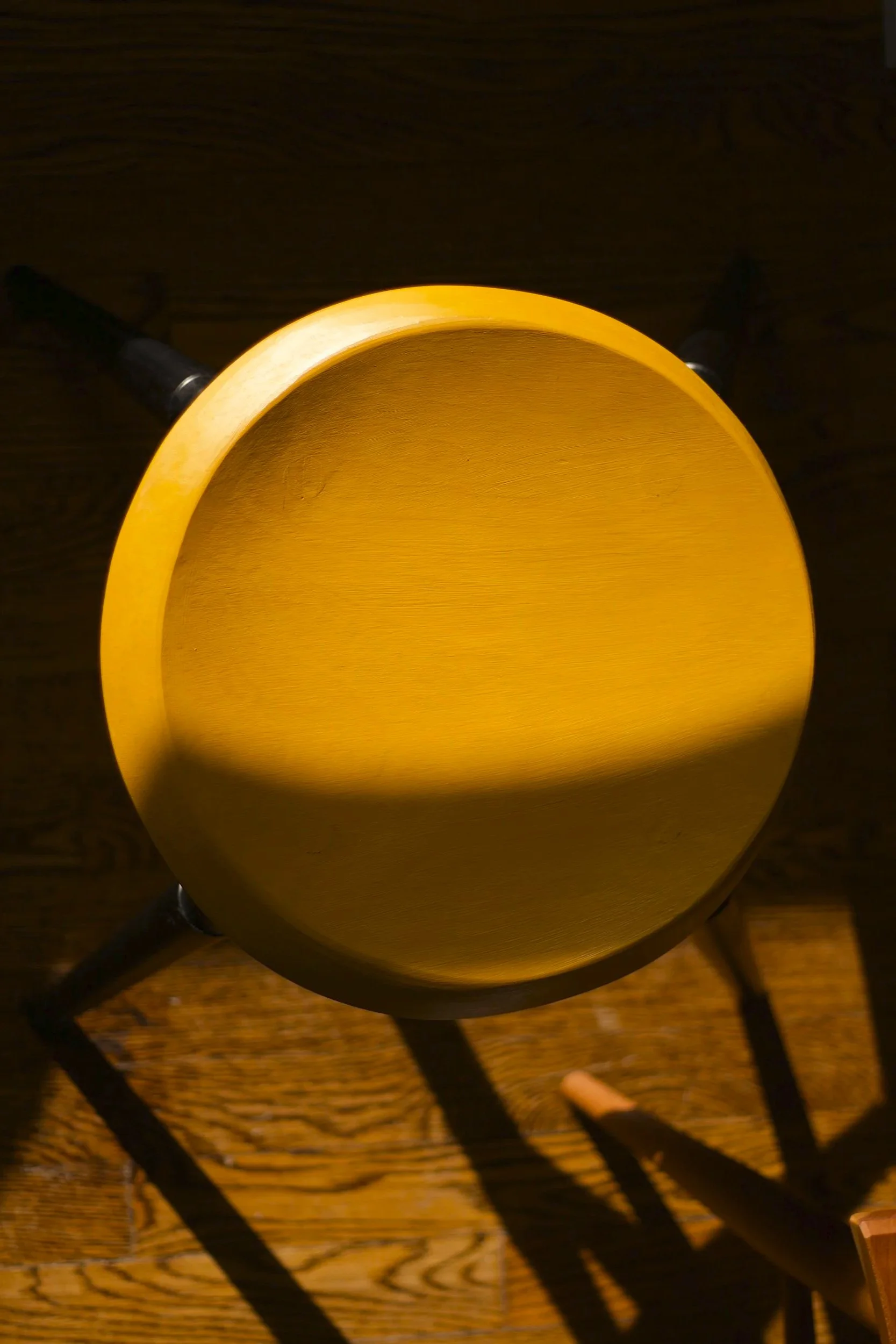 sunflower yellow linseed oil painted wooden stool