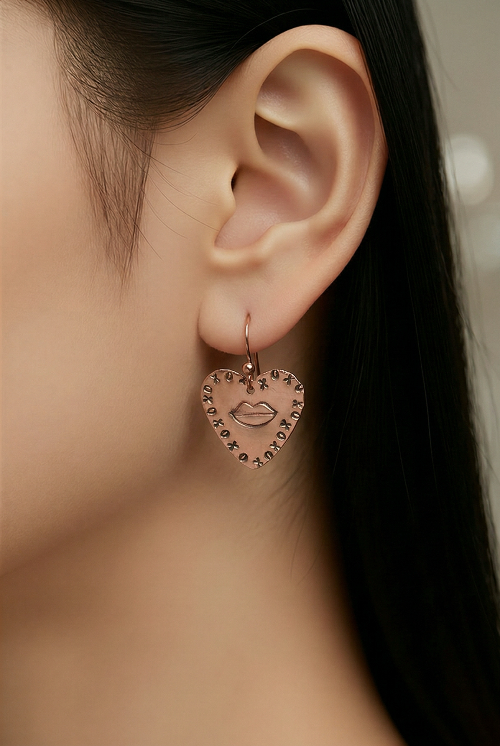 XOXOXOXO With a Kiss Heart Earrings