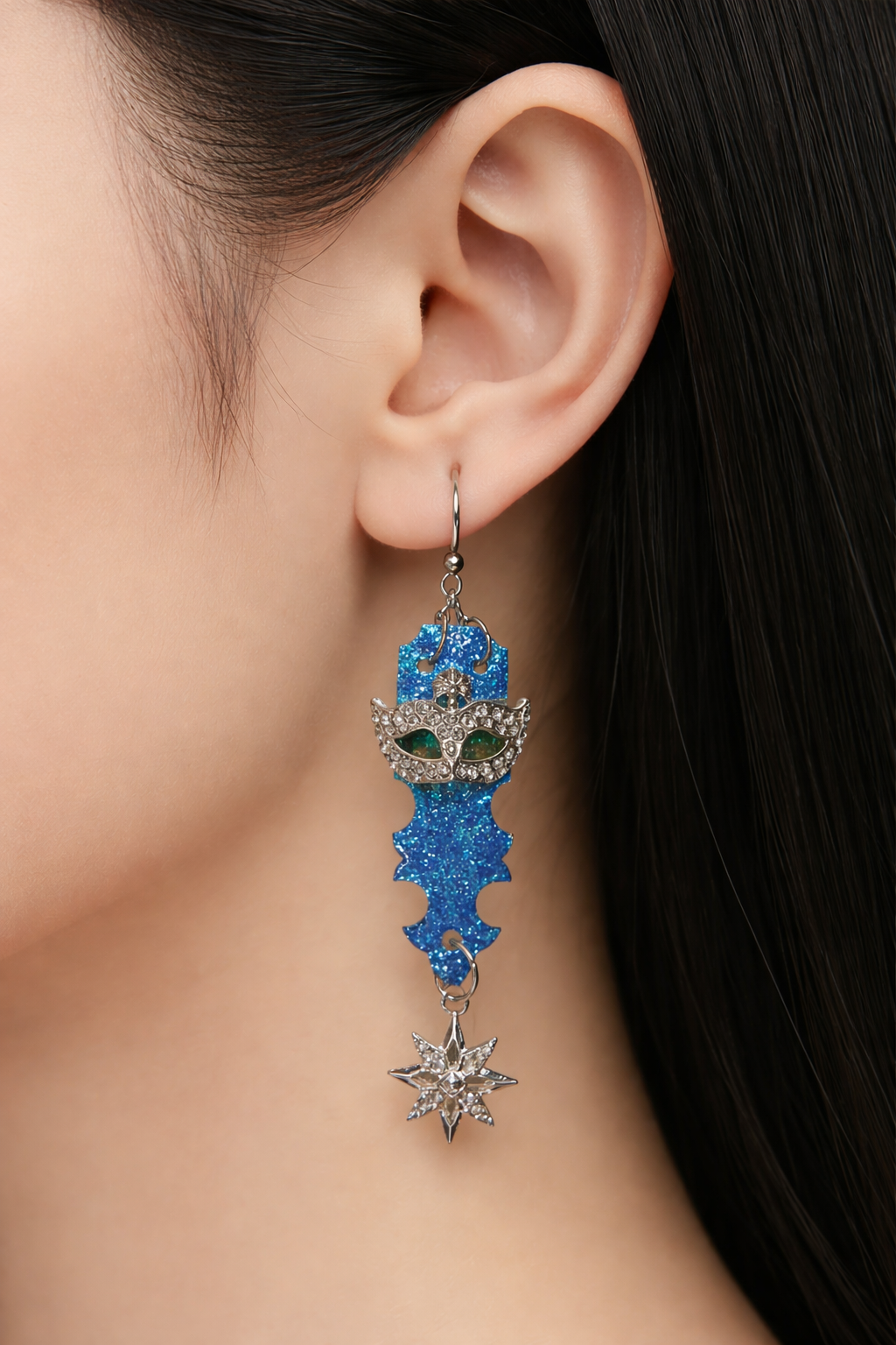 Masquerade mask hinge earrings