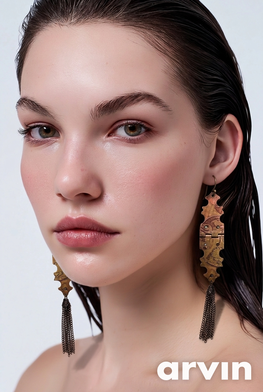 Steam punk clock embossed earrings