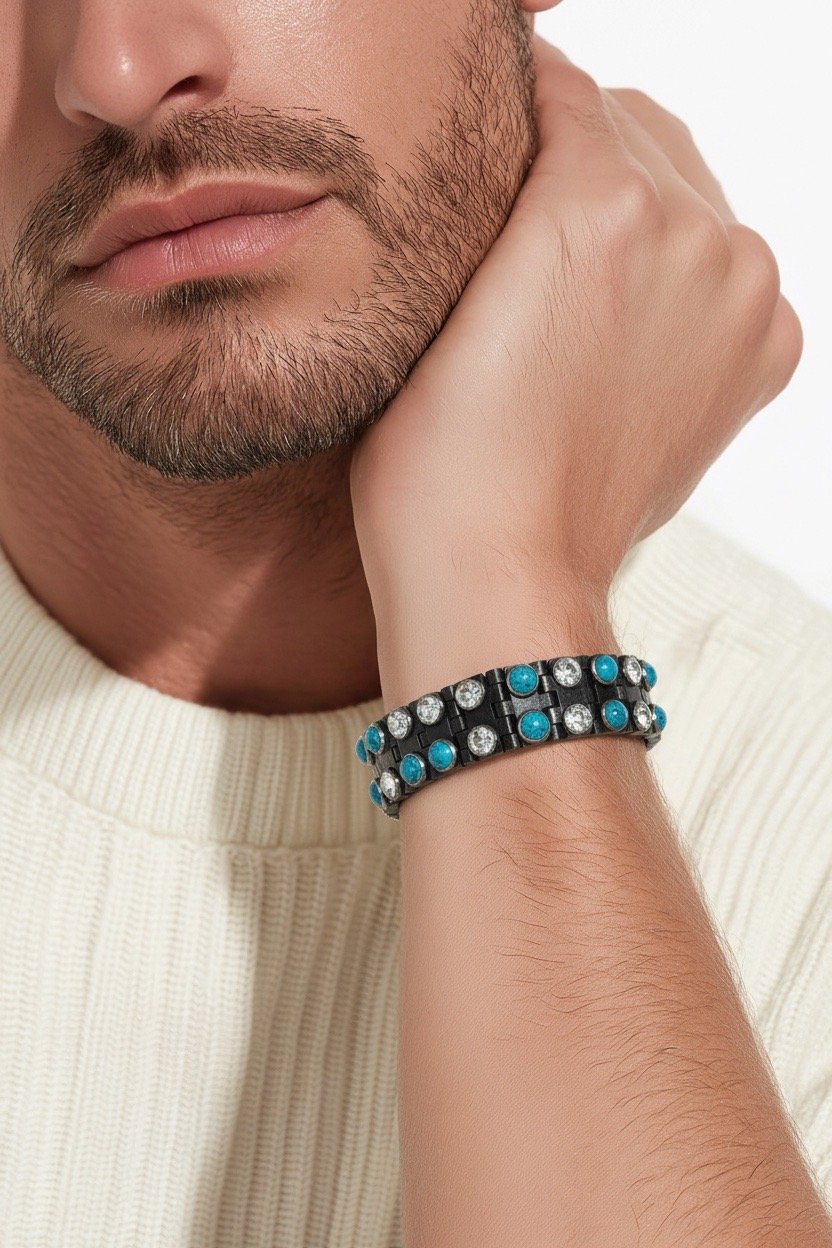 Simulated Turquoise and Crystal Hinge