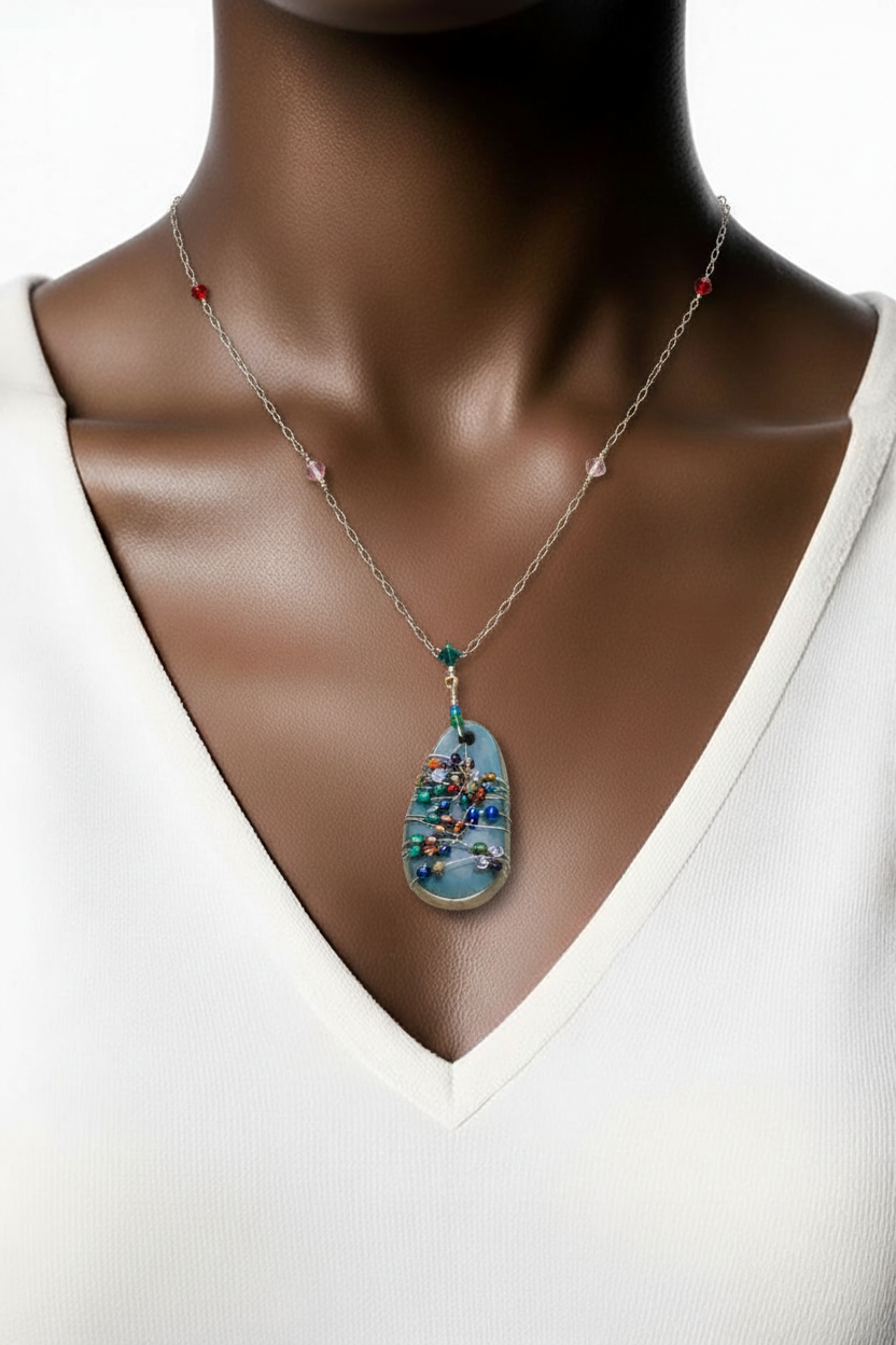 Multicolored Teardrop Necklace