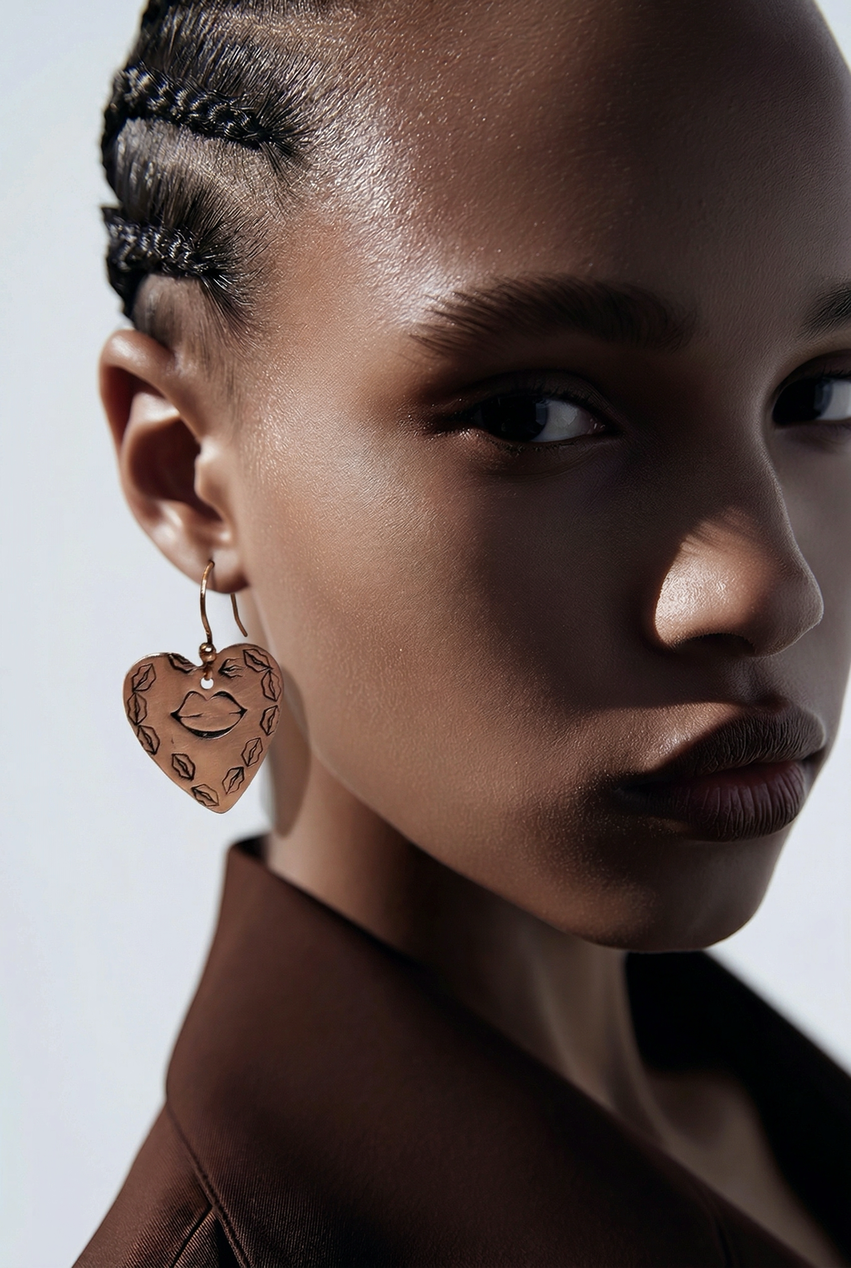 Copper Heart & Lips Earrings