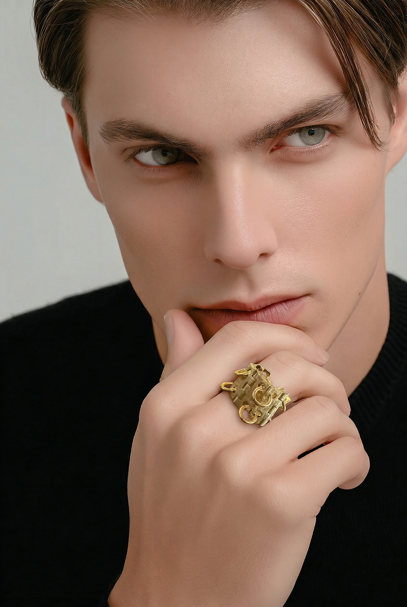 Hinge-Inspired Gold Statement Ring