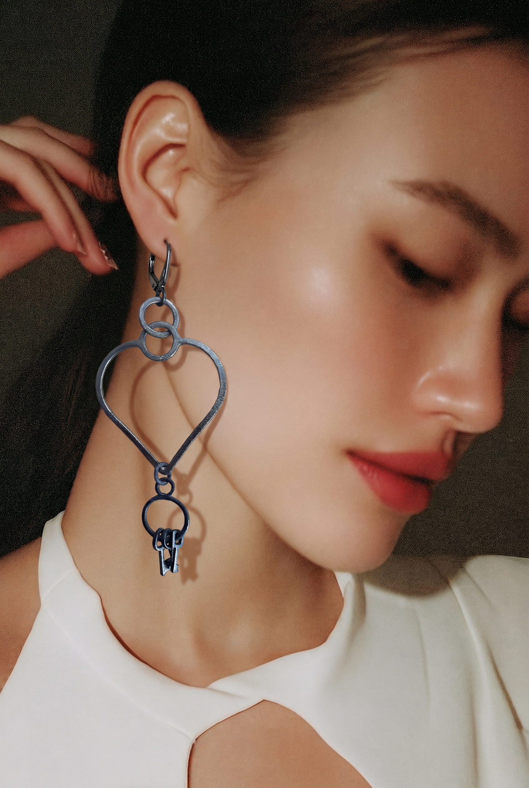 Heart & Key Handcrafted Iron Earrings