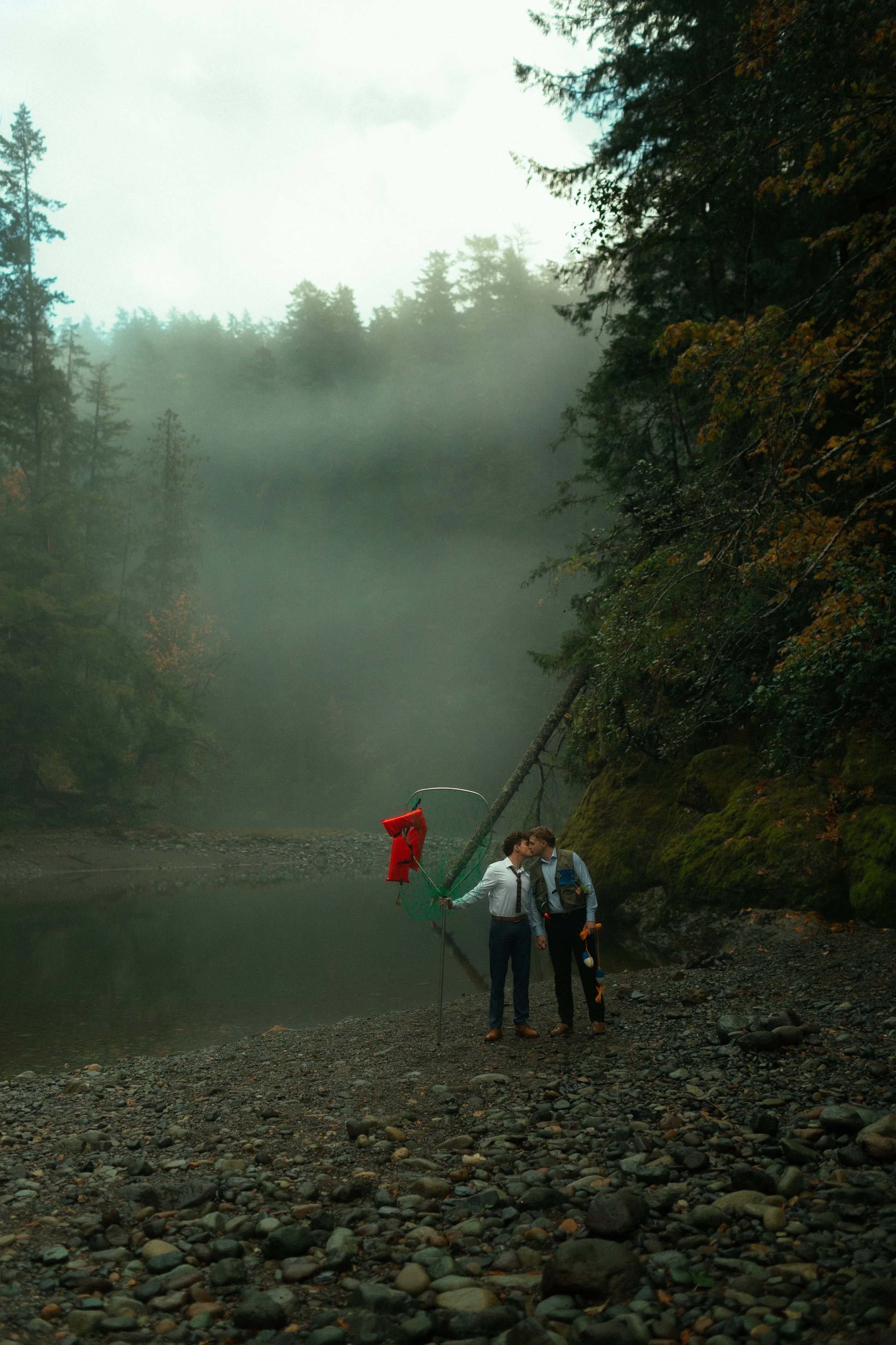 Cinematic, documentary style photographer. PNW, Seattle, Portland, Oregon elopement and couples photographer specializing in candid and dreamy photos. Moody PNW gay photoshoot engagement