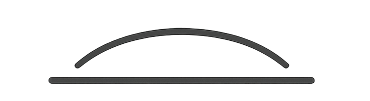 Geometric drawing of an outline square with sections divided by vertical, horizontal, and diagonal lines.