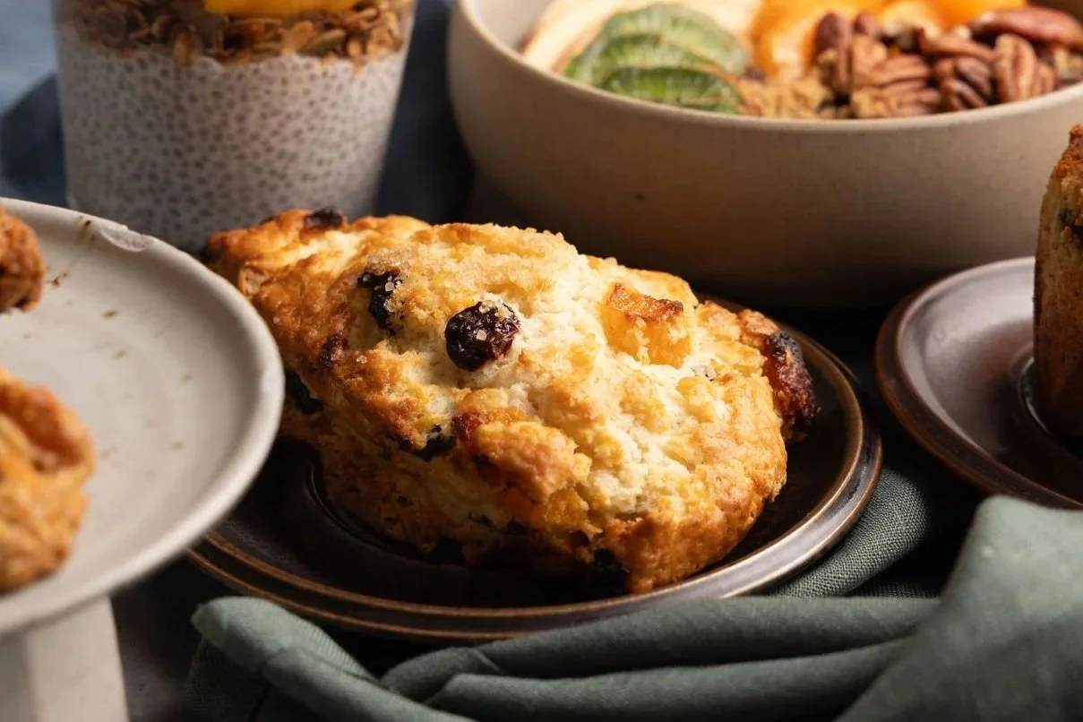 Sour cherry, apricot orange scone and other sweet breakfast treats