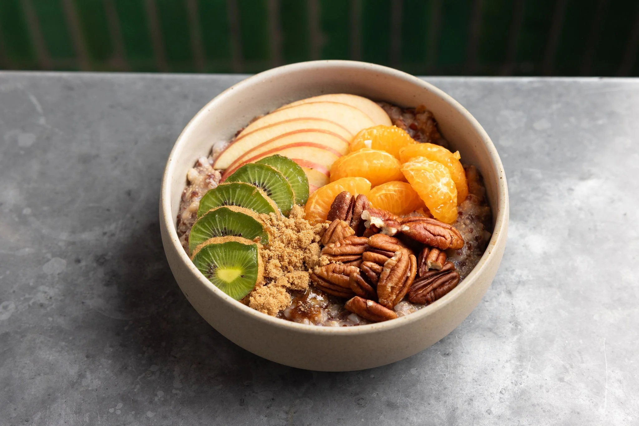 Sweet grains bowl served with choice of brown sugar or maple