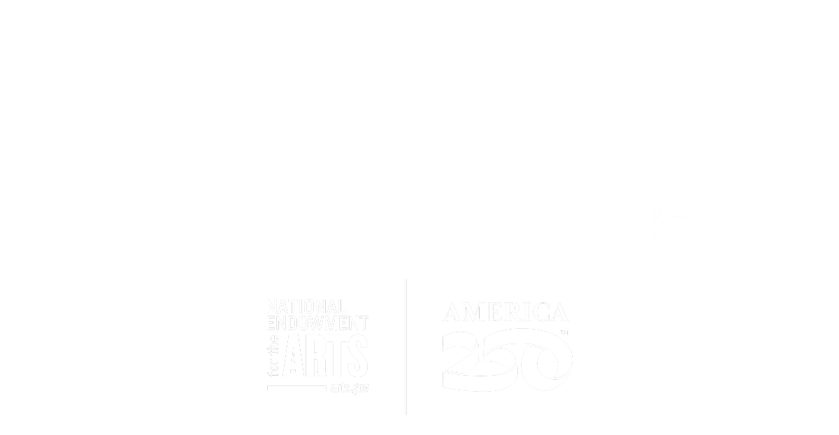 A collection of logos and text celebrating America's 250th anniversary, including the 'America 250' logo, and various foundation and arts organization names.