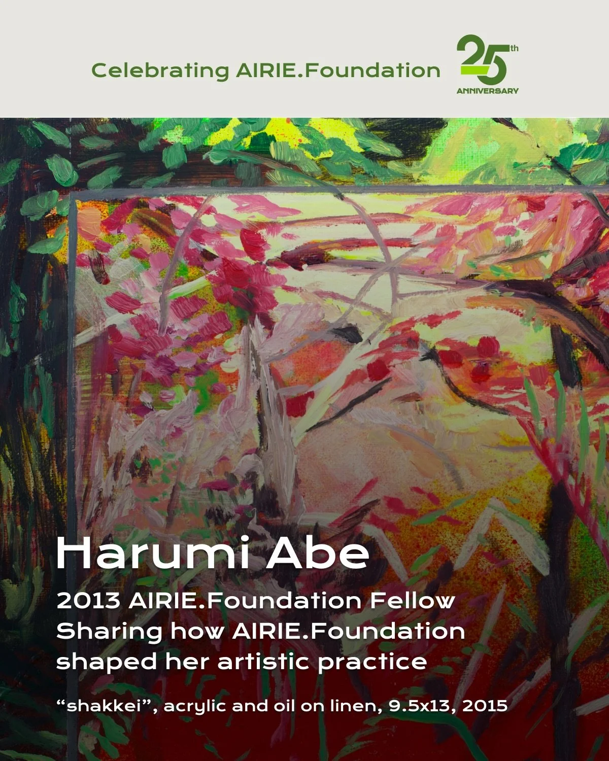 Throwback to 2013 with AIRIE.Foundation Fellow Harumi Abe.

A Japanese-born artist based in South Florida, Abe&rsquo;s practice explores landscape, memory, and cultural history through painting and ceramics. Her time at AIRIE.Foundation marked a turn