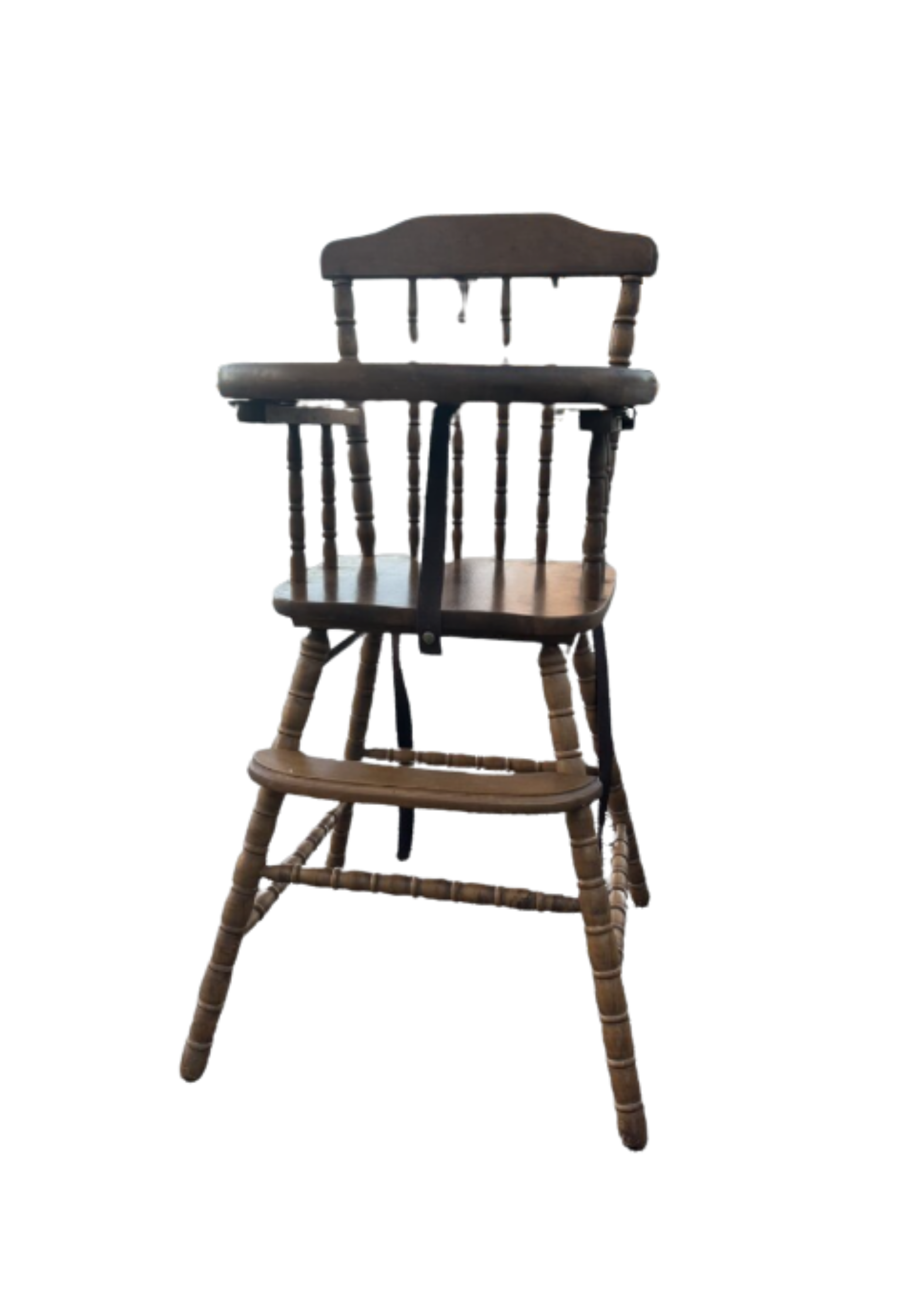 A wooden high chair
