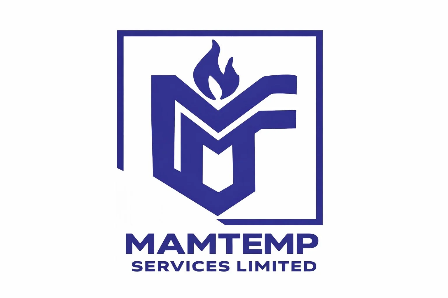 Logo of Mamtemp Services Limited featuring a stylized letter M with a flame on top, enclosed in a square outline, with the company name beneath.