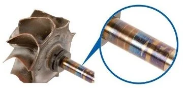 Turbocharger shaft damage caused by oil starvation