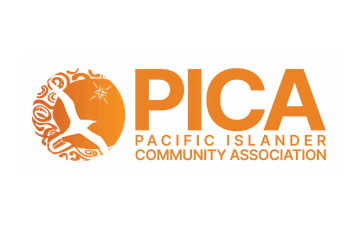 PICA Pacific Islander Community Association logo with orange circle featuring a white dancer and stylized text