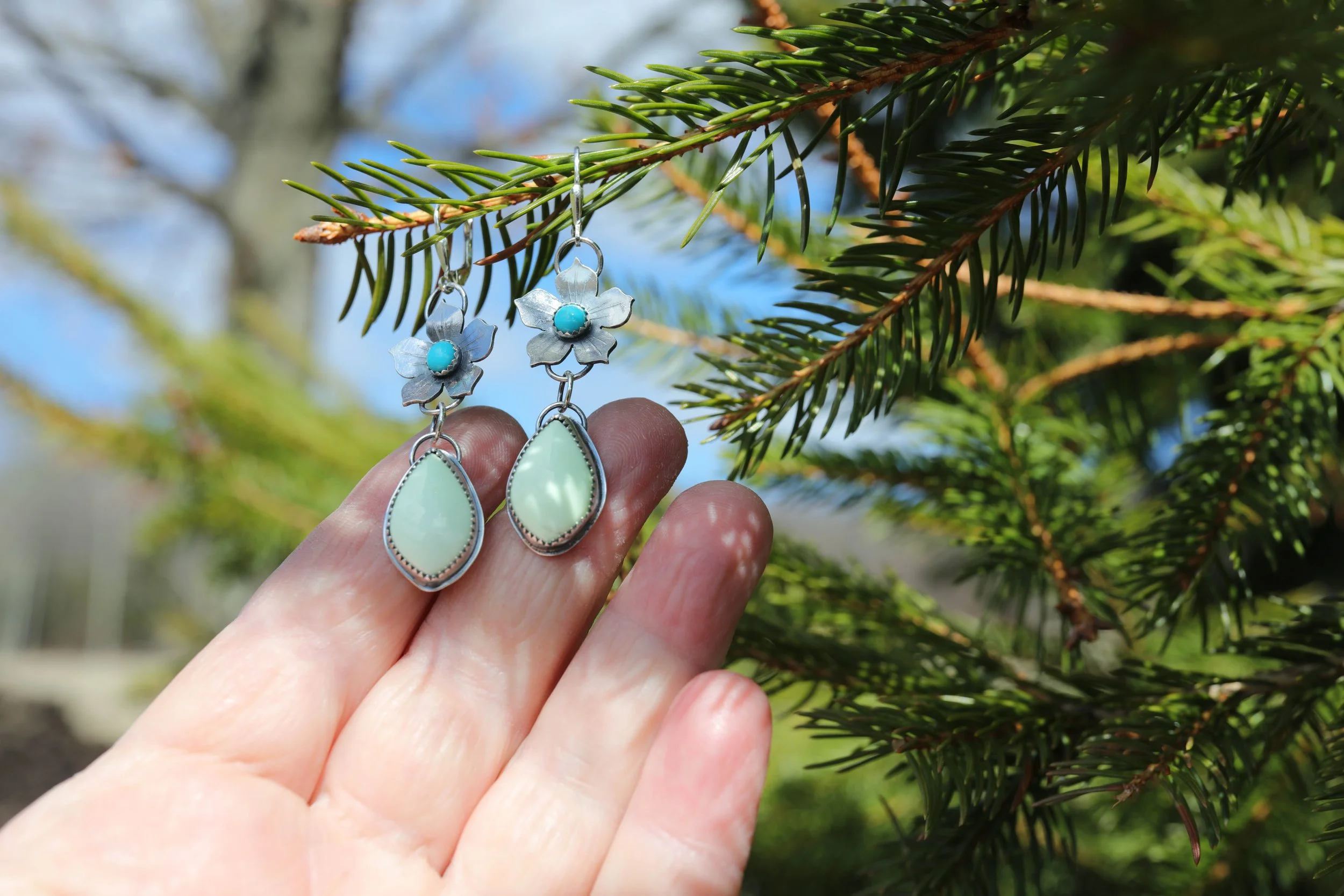earings small flower turquoise and lemon chryophase.jpg