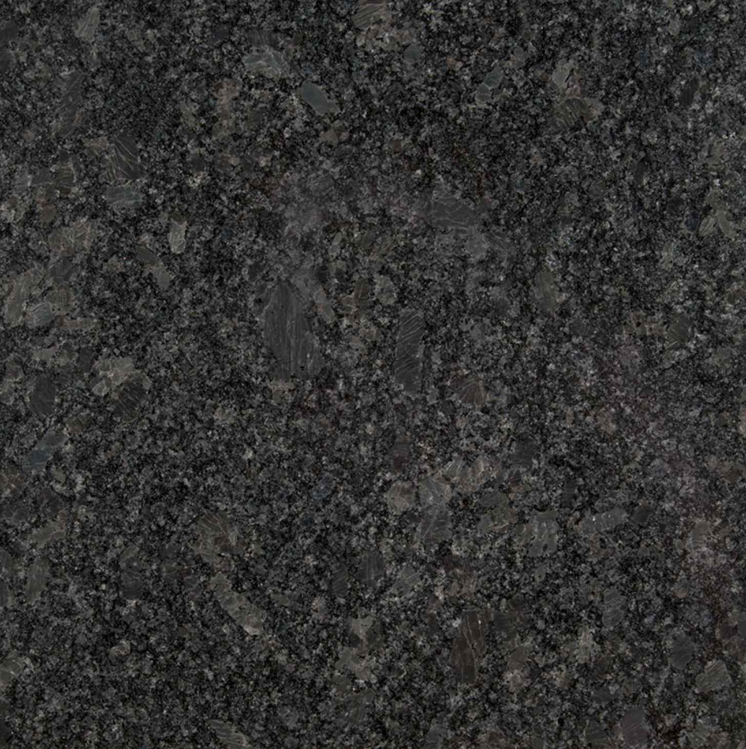 Steel Grey POLISHED Granite. A Dark gray granite texture with a speckled, coarse surface pattern.