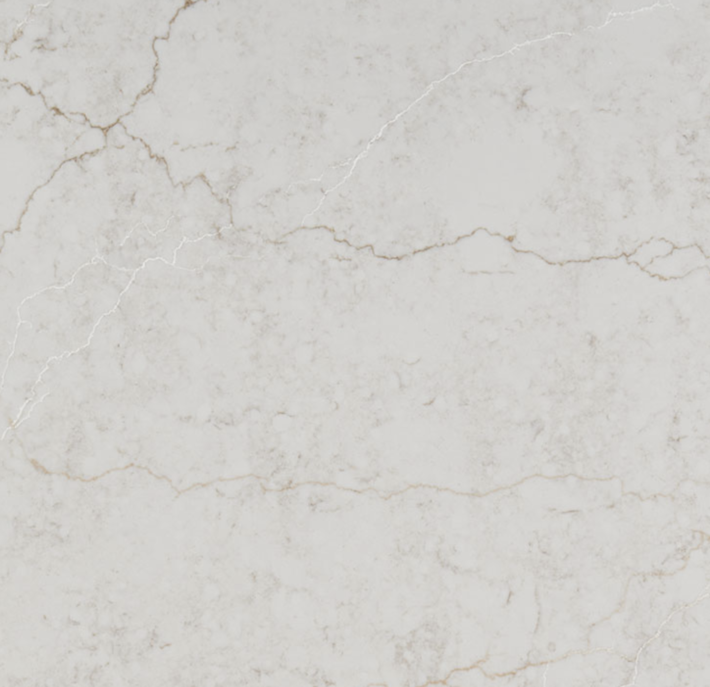 Calacatta Miraggio Cove Quartz. A White marble texture with light gray veining patterns.